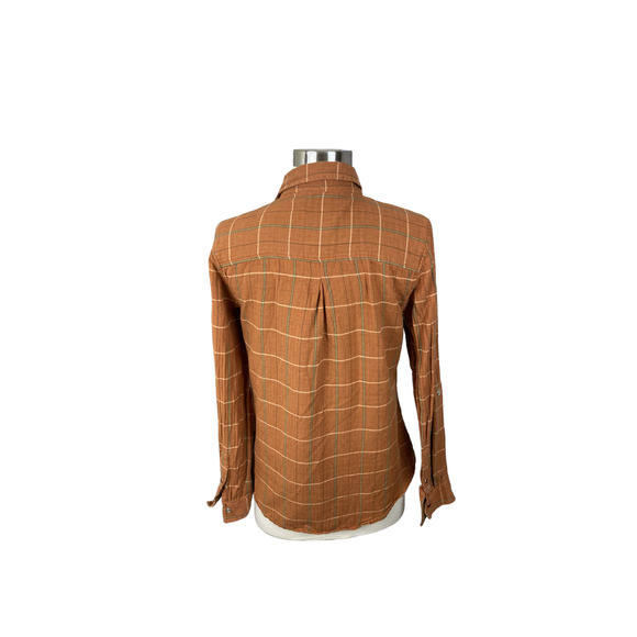 Tasha Polizzi Rust Brown Plaid Snap Front Faux Suede Detail LS Shirt - Picture 3 of 4